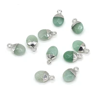 natural stone gem green aventurine oblate pendant handmade crafts diy necklace bracelet earrings jewelry accessories gift making