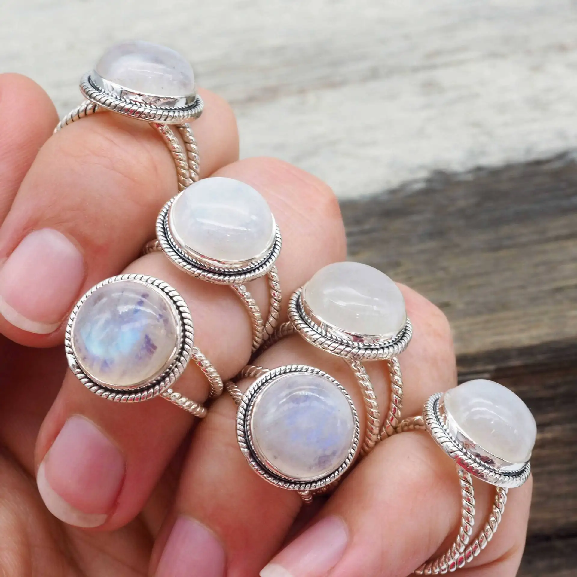 Новинка женское Ювелирное Украшение кольца из натурального лунного камня