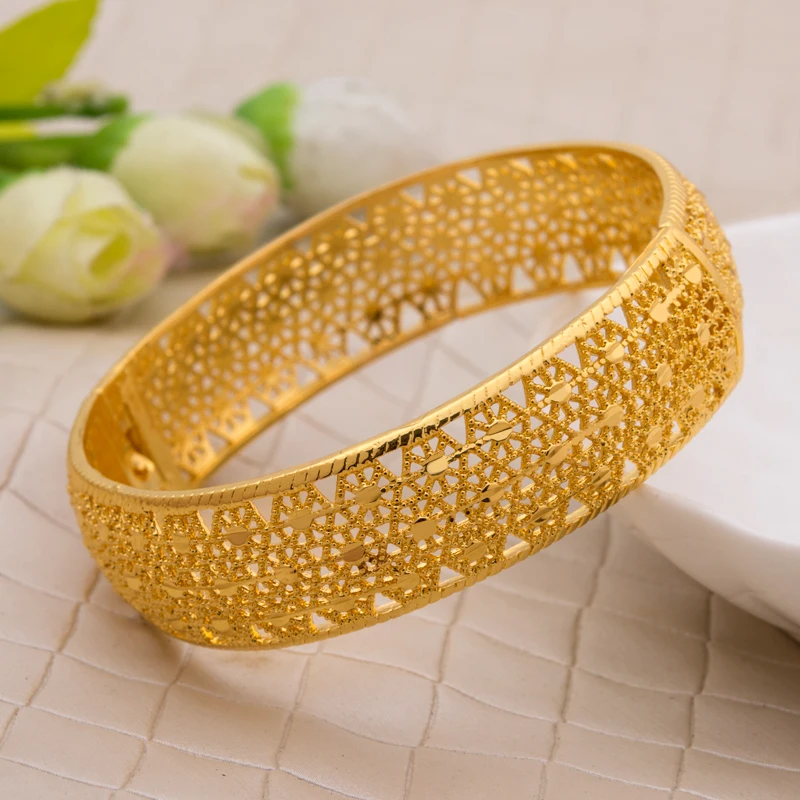 24K ширина женские винтажные браслеты Античное золото Длинный браслет и ювелирные