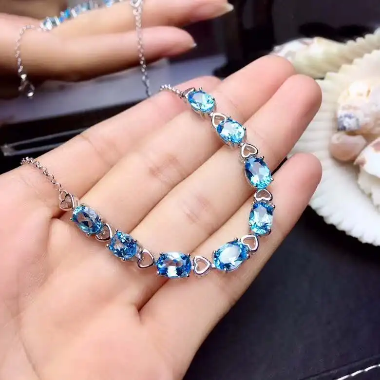 Натуральный топаз браслет-цепочка с реальным и естественным Бесплатная Доставка