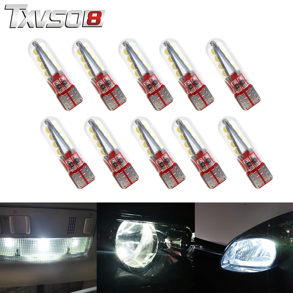 

10PCS LED Car Interior Map Dome Lights Parking Light TXVSO8 W5W T10 LED Bulbs 12V 6000K White Auto Signal Lamp Yellow Red Lamps