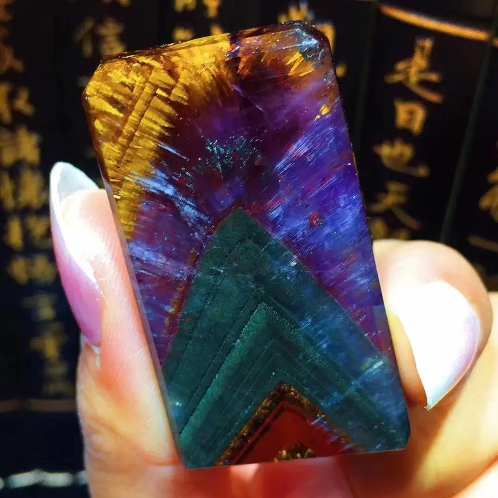 

Certificate Natural Cacoxenite Auralite 23 Purple Red Rectangle Pendant 45.6x25x6.4mm Gold Rutilated Women Men Rare Stone AAAAAA