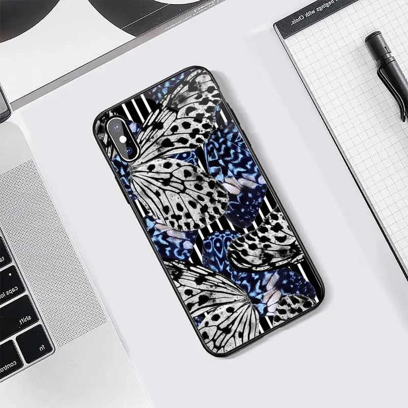 

Butterfly art animal color pattern shell Phone Case Tempered glass For iphone 5C 6 6S 7 8 plus X XS XR 11 PRO MAX