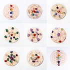 7 шт.компл. натуральный кристалл, смесь семь чакр, лечебный камень + семь звезд, деревянная пластина, фоточакра, украшение для дома