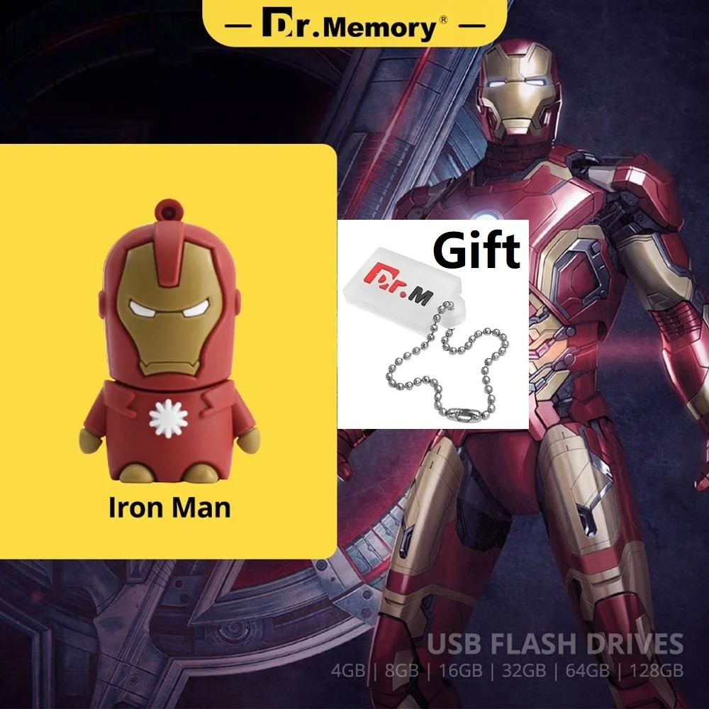 iron man Usb флеш-накопитель Бэтмен 32 Гб USB флеш-накопитель Росомаха 16 Гб Флешка 8 ГБ 4 ГБ флеш-карта usb 2,0 64 ГБ USB флешка 128 ГБ Личная авторучка - Цвет: iron man
