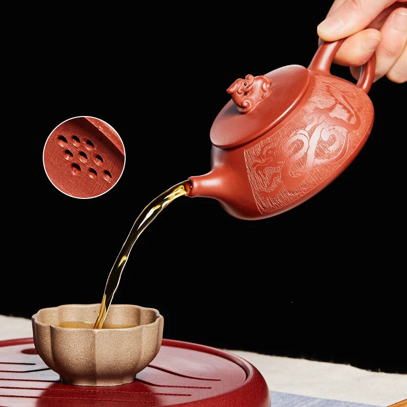 

CHT Chinese Tea Culture Tea Steeper, 170 Ml 5.7 Oz, Teapot and Tea Infuser,Handmade Purple Clay Teapot