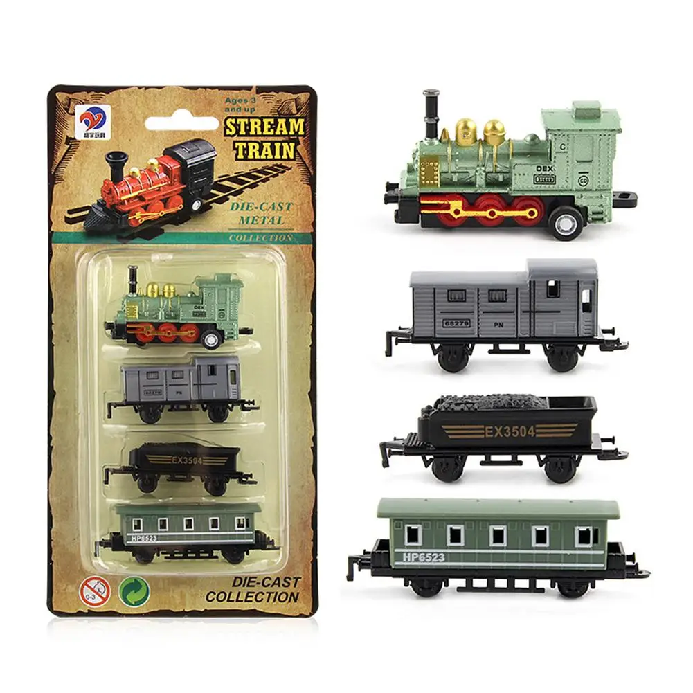 

HobbyLane 4pcs Children Alloy Simulation Steam Train Creative Mini Car Models Toys Gifts for Kids