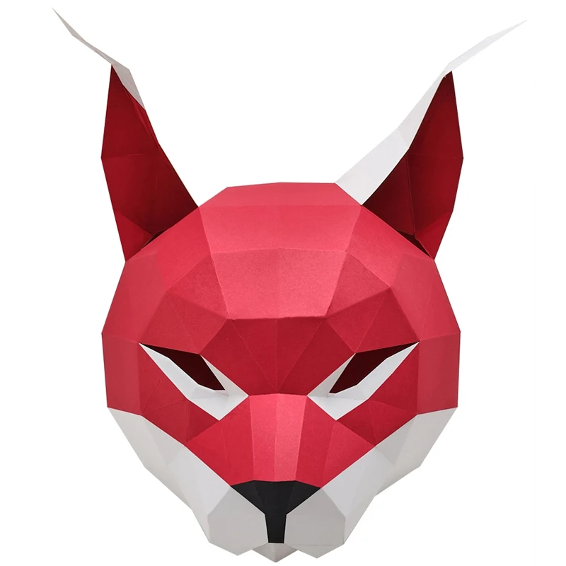 3D Бумажная кошка Рысь маска для Хэллоуина Вечерние Декорации DIY матрица голова для косплея маска вечерние украшения реквизит для фотосессии Свадебный декор