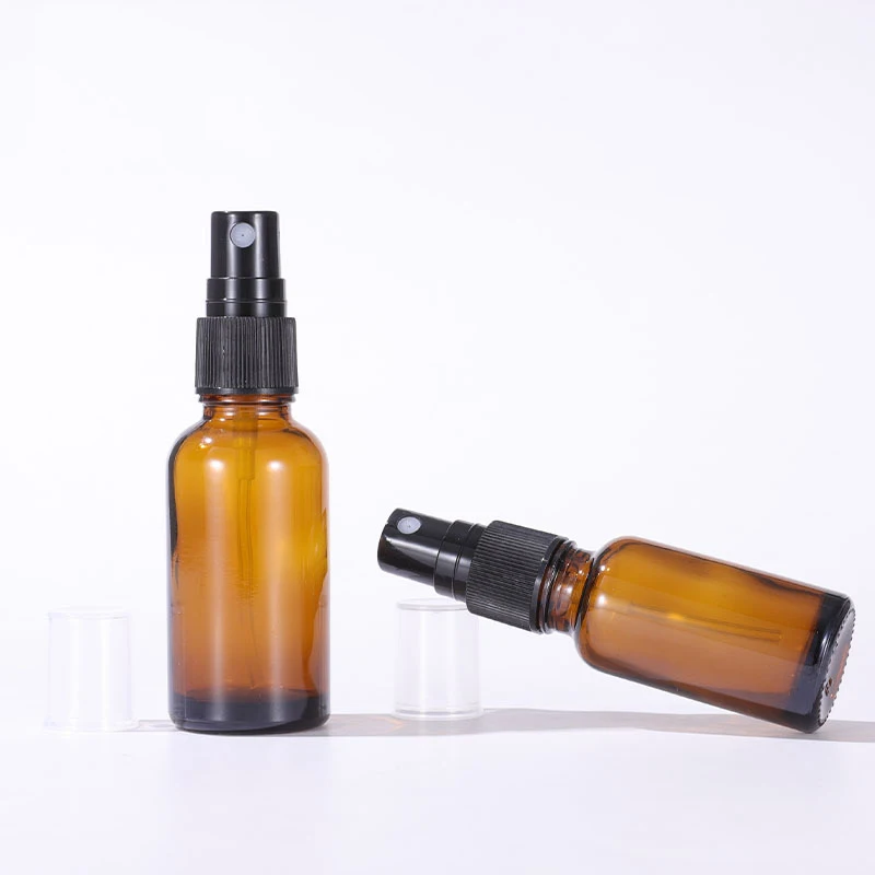 

5ml-100ml Amber Glass Spray Bottles Wholesale Essential Oil Glass Bottle With Black Pump Sprayer Cap For Cosmetic Perfume