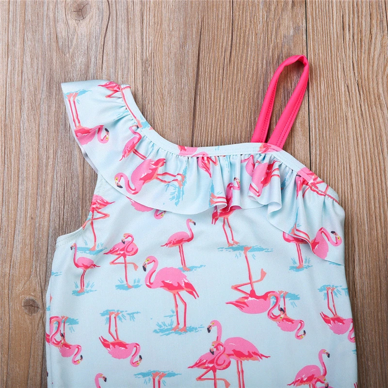 2020 детский купальный костюм для маленьких девочек бикини с фламинго цельный