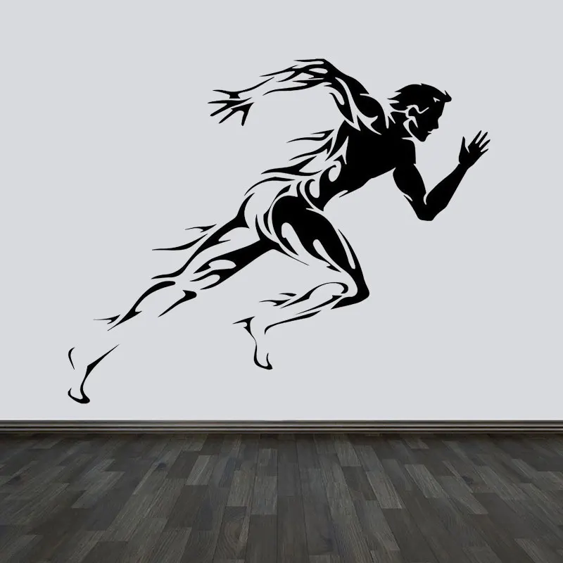 

Man Sprinter Gym Fitness Sport Wall Sticker Vinyl Art Interior Decor Decals Removable Mural Boys Room Decoration Wallpaper S017