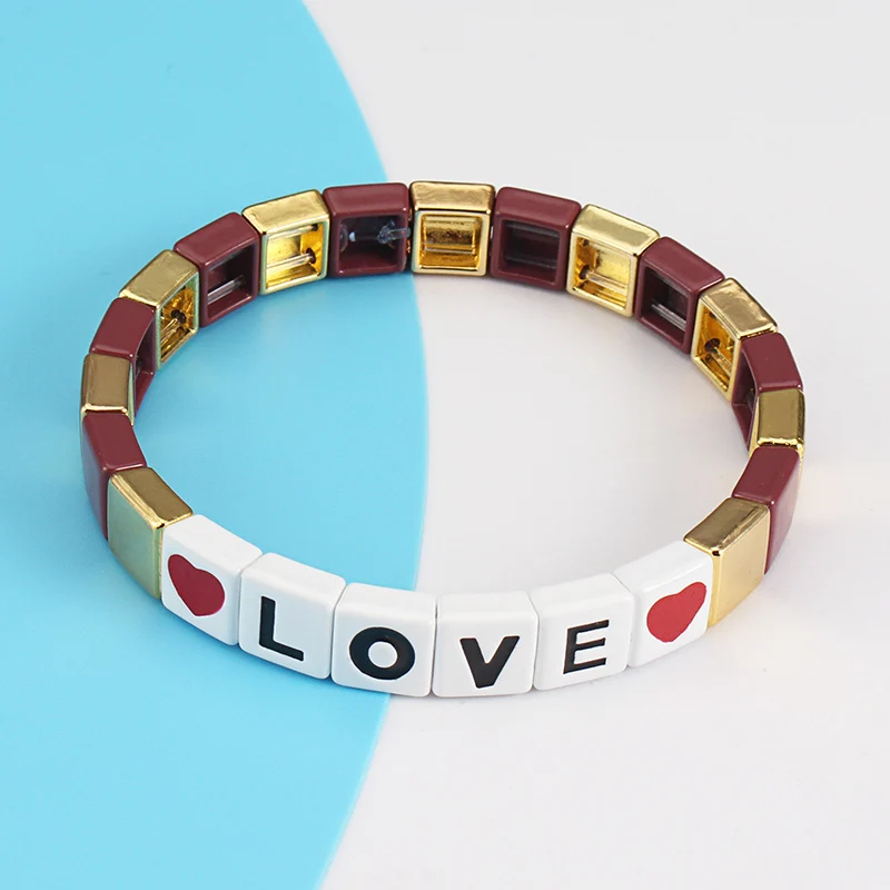 Браслет с надписью LOVE Initial для пар браслет буквами алфавита и тилой шармами