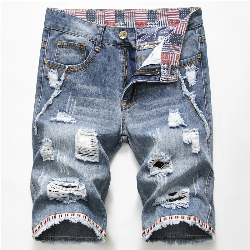 

2021 Summer New Fashion Mens Ripped Jeans Clothing Cotton Breathable Denim Shorts Male New Pants Size 28-40