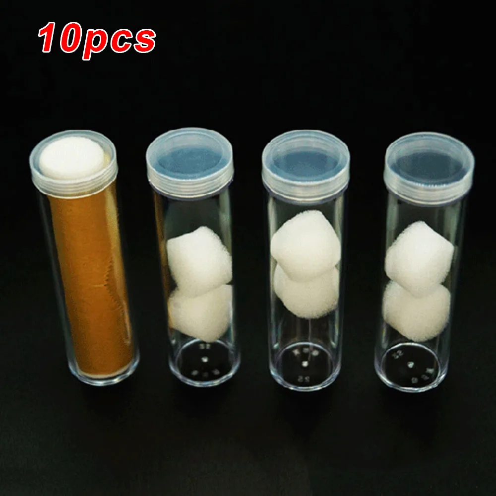

Set Of 10Pcs 21mm Portable Tube Holder Clear Round Cases Coin Storage Boxes