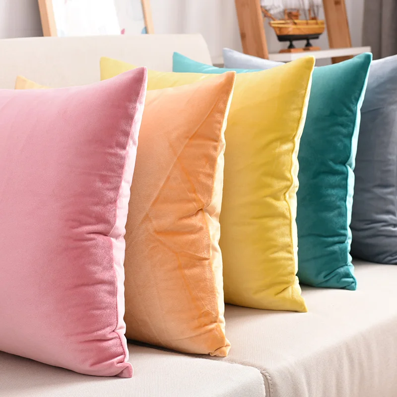 Мягкий Бархатный Чехол для подушки разных размеров однотонный простой чехол в