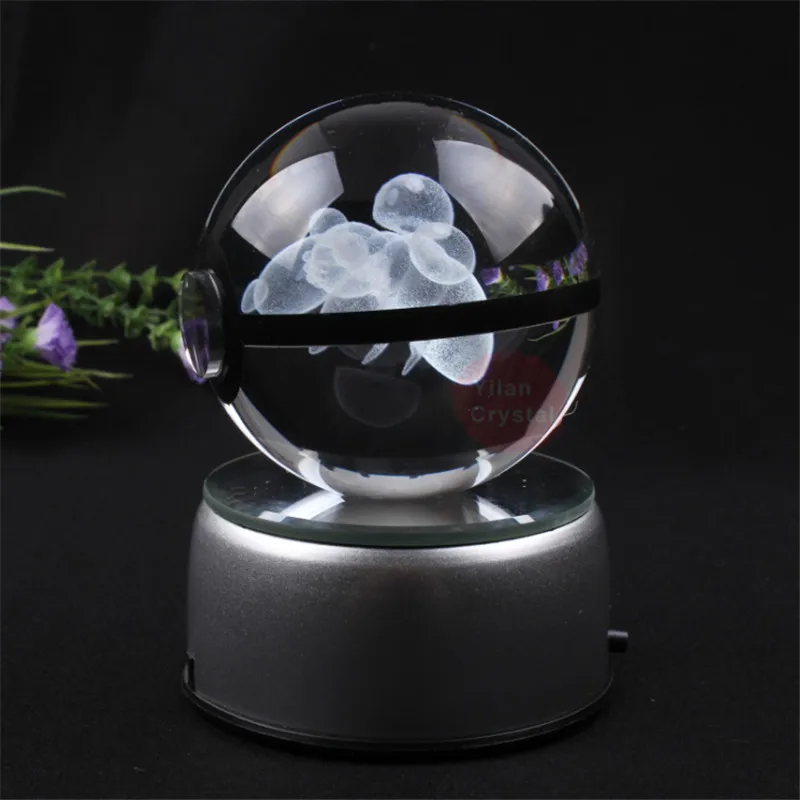 Стиль Pokemon Ball с гравировкой хрустальный шар для подарка с Led светильник - Цвет: paras
