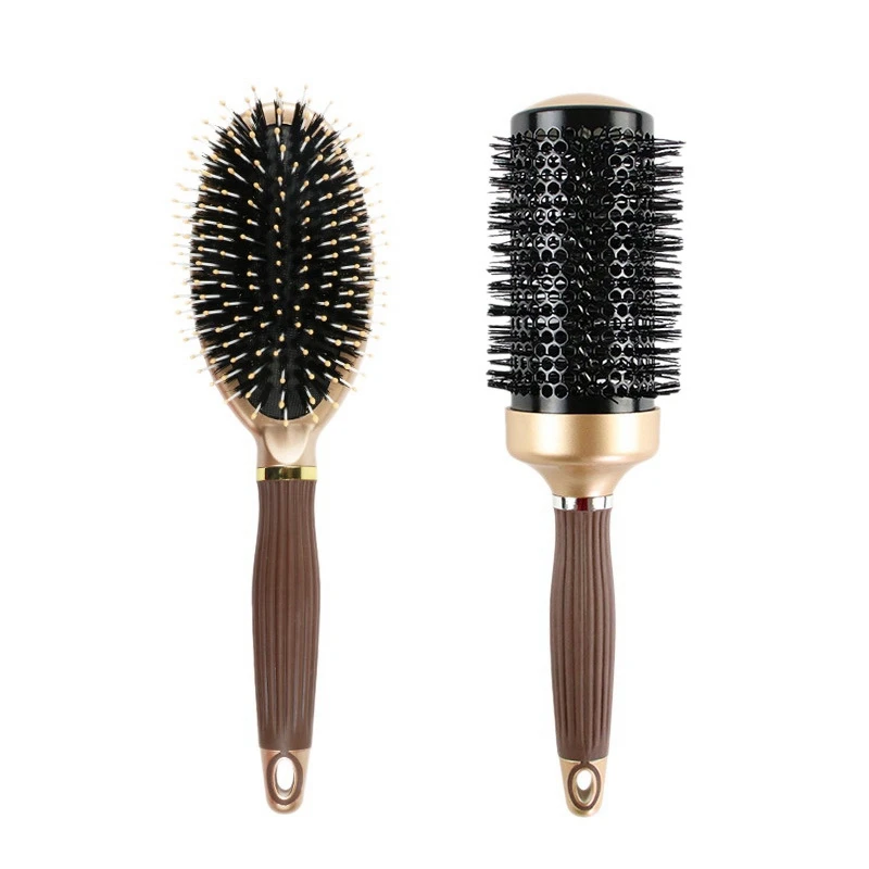 

Natural Bristles Hair Brush Anti-Static Hair Scalp Massage Comb Curl Straight Styling Tool