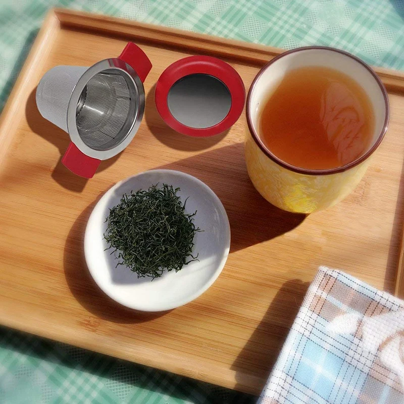 304 Stainless Steel Tea Maker & Silicone Double Handle Source Ton Loose Leaf Mesh Sieve for Hanging on Teapots Mug to Steep | Дом и сад
