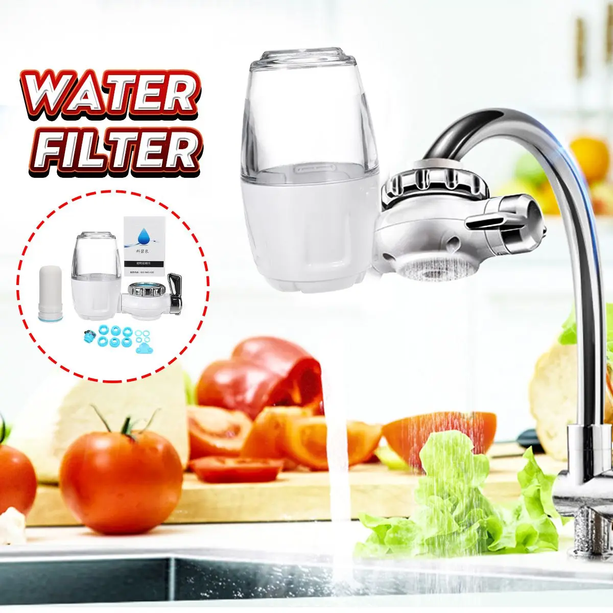 

Tap Water Purifier Home Kitchen Faucet Washable Ceramic Percolator Water Filter Filtro Rust Bacteria Removal Replacement Filter