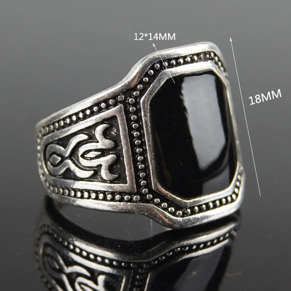 Мужское кольцо в стиле панк ретро черный Искусственный драгоценный камень