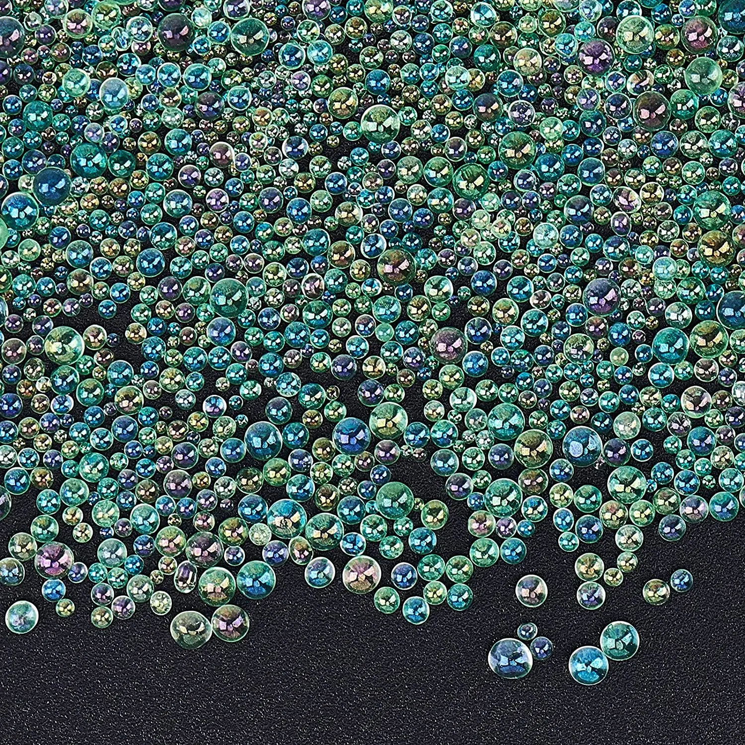 

225g Glass Bubble Beads Nail Glass Beads Dark Sea Green Resin Inclusion fillers Micro Caviar Beads Water Droplets 0.4~3mm