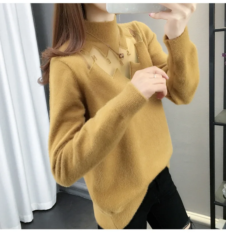 

Cashmere Women's Sweater Wool Pullover Women Turtleneck Sweaters Female Winter Woman Sweater Black