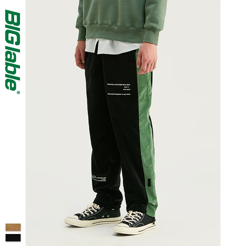 Большие LABLE 2019 FW Мужские штаны для бега контрастные цвета в боковом Jogger брюки на