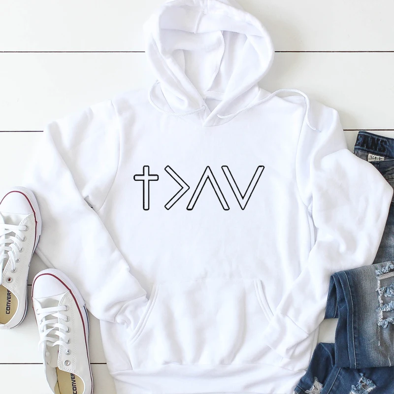 

Women Christian Clothing Faith Jesus Casual Pullover Hooded Tops God Is Greater Than The Highs and Lows Hoodies