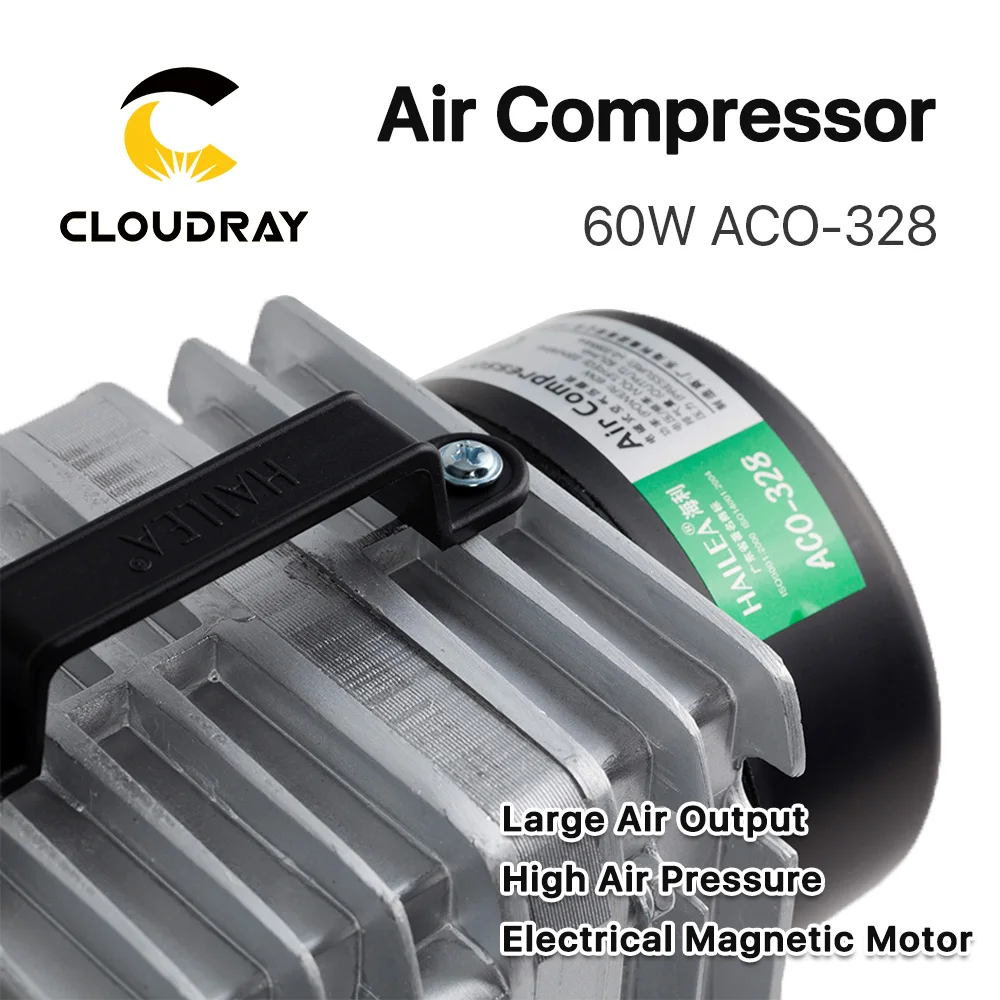 Cloudray 60 Вт воздушный компрессор Электрический магнитный насос для CO2 лазерной