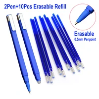 210pcsset erasable gel pen 0 5mm bullet penpoint erasable pen refill rod blue ink washable handle for office school stationery