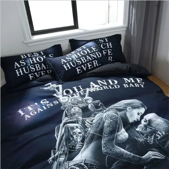 Пододеяльник 3D с красивым скелетом в американском стиле креативной личности