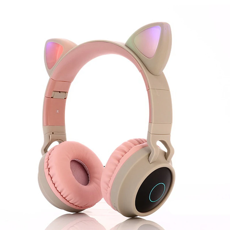 Беспроводные розовые наушники с кошачьими ушами Bluetooth 5 0 для девочек 3 цвета