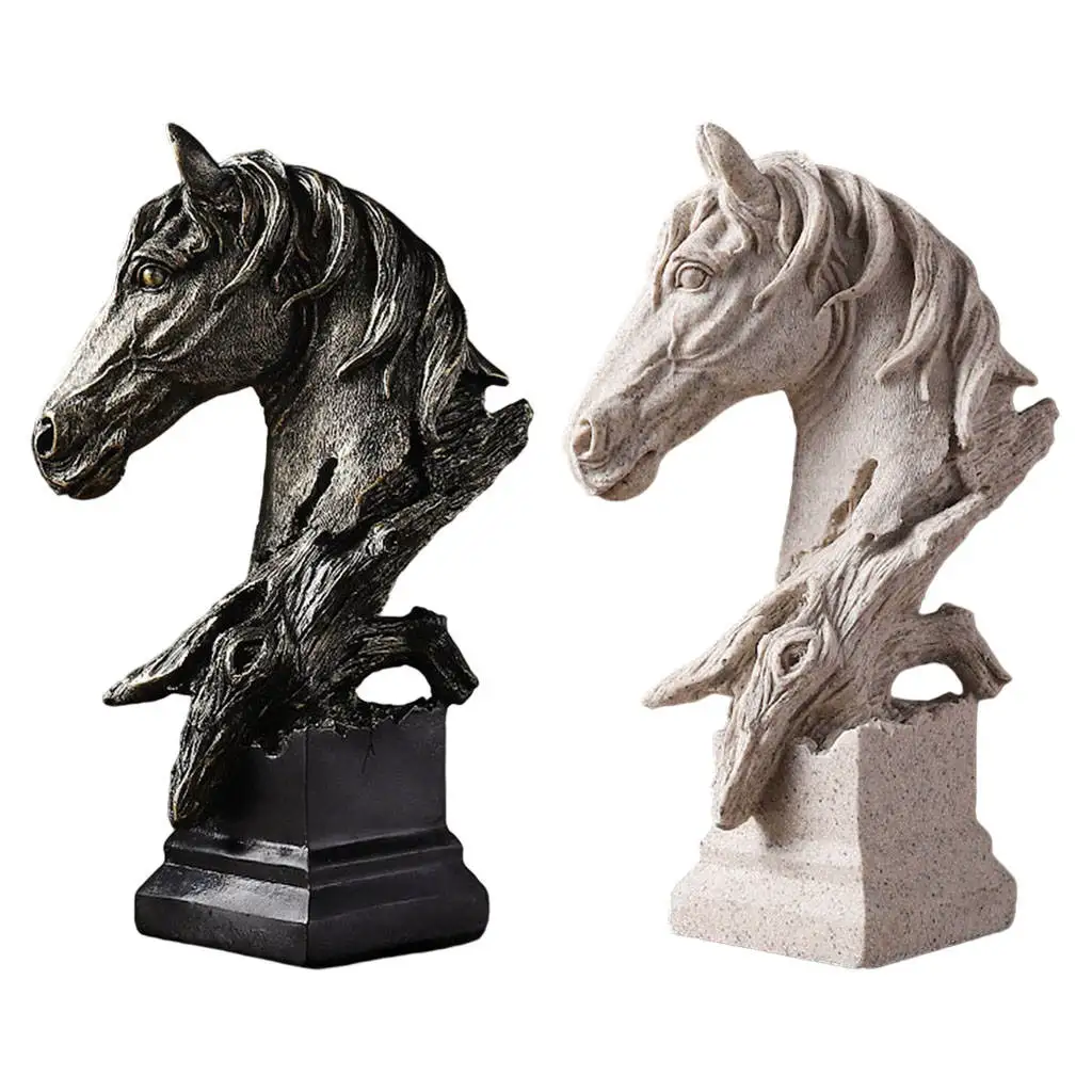 

Horse Head Bust Statue Modern Resin Craft for Desk Wine Cabinet