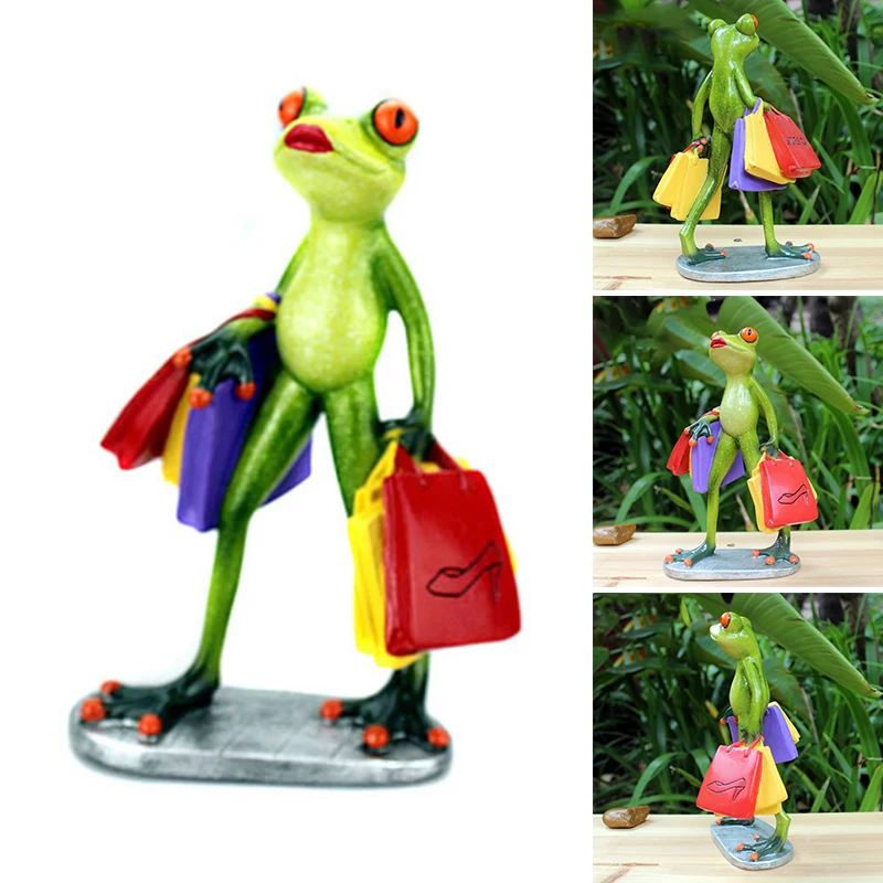 

3D Креативные украшения для покупок, зеленые лягушки, скульптура, забавные и интересные статуи для настольного декора TN88