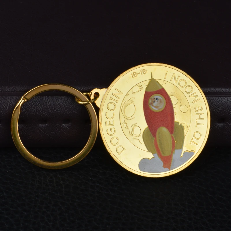 Хит продаж металлический брелок для ключей Dogecoin в форме мух и Луны | Дом сад