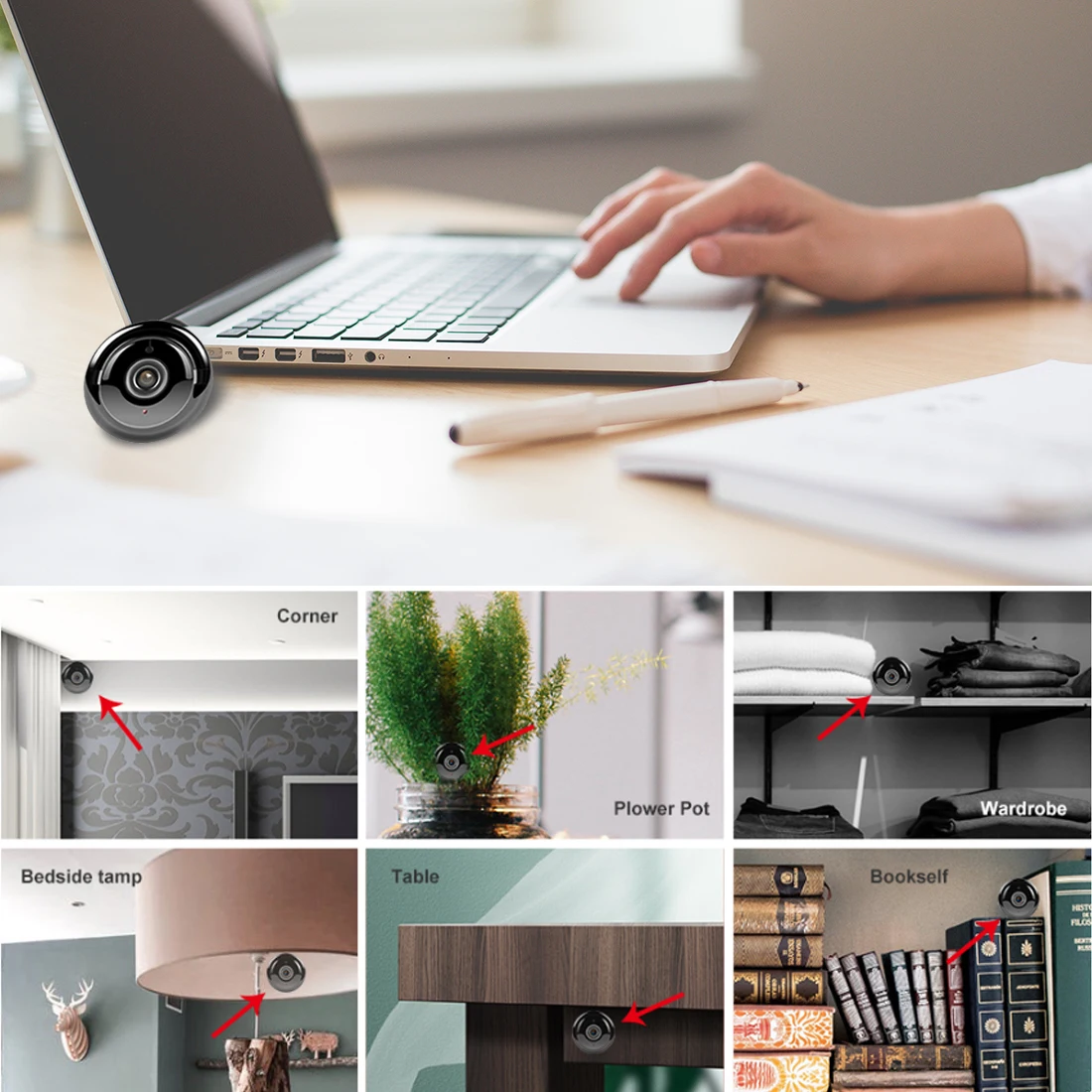 

Mini WiFi Camera with Bracket 1080P Wireless Camera IP Camera Security Camera Surveillance IR Night Vision Motion Detect V380