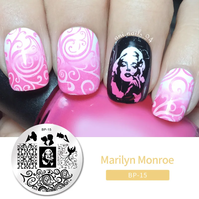 Мэрилин Монро шаблон ногтей штамп плиты изображения BORN PRETTY штамповка BP15