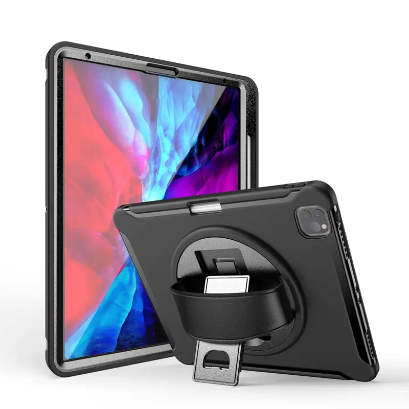 

Ударопрочный чехол для iPad Pro 12,9 2020 A2229 A2069 A2032 A2233 чехол-подставка с ручным ремешком 3-слойный Гибридный защитный держатель