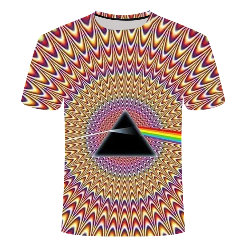 

Summer Hot Sale 2021 Fashion Print Short Sleeve T-shirt Men's Round Neck Color Vertigo Hypnotic Colorful Printed Top t-shirt