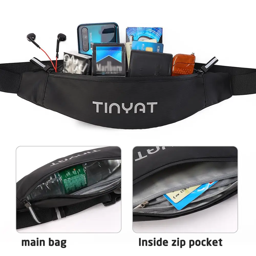 Мужская поясная сумка TINYAT Повседневная Большая для телефона из парусины