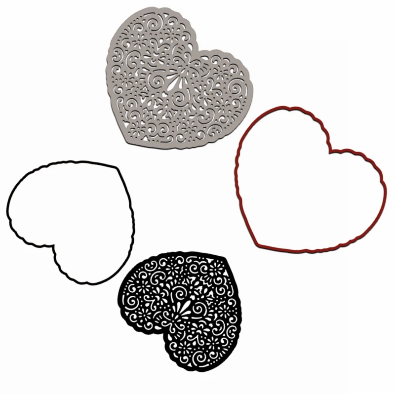 В форме сердца цветочный узор высечки для изготовления открыток сердечный