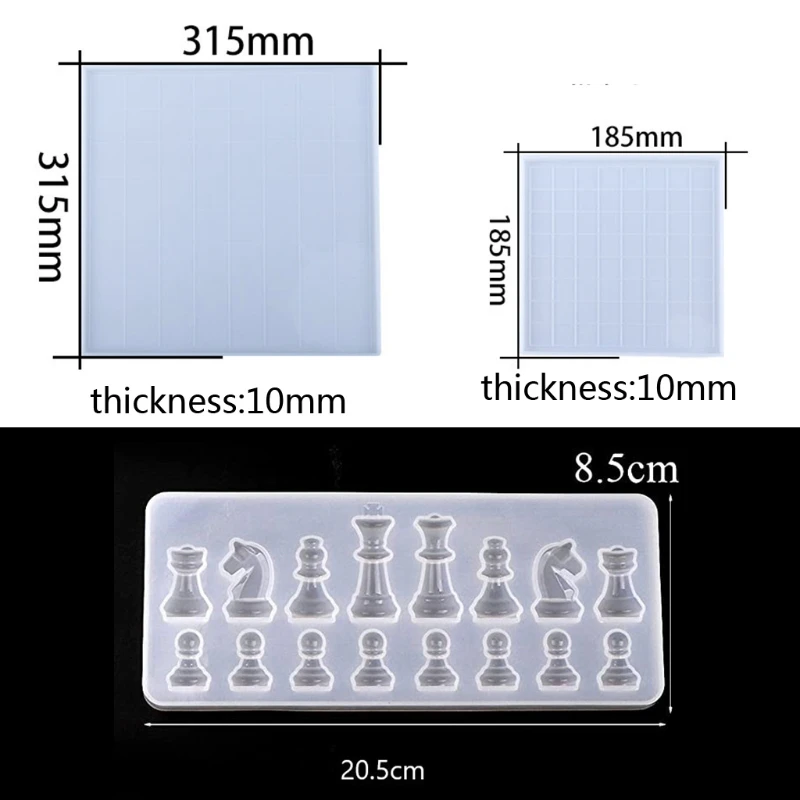 

1 Set Chess Board Crystal Epoxy Resin Mold Chess+Checkerboard Silicone Mould DIY Crafts Making Tool