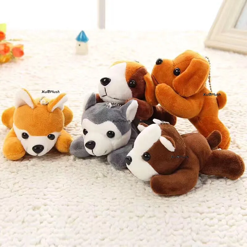 1piece random color 7-10 см. Cutel Husky Dog плюшевые мягкие игрушки, детский подарок собака плюшевая игрушка брелок для ключей кукла - Цвет: 1piece random color