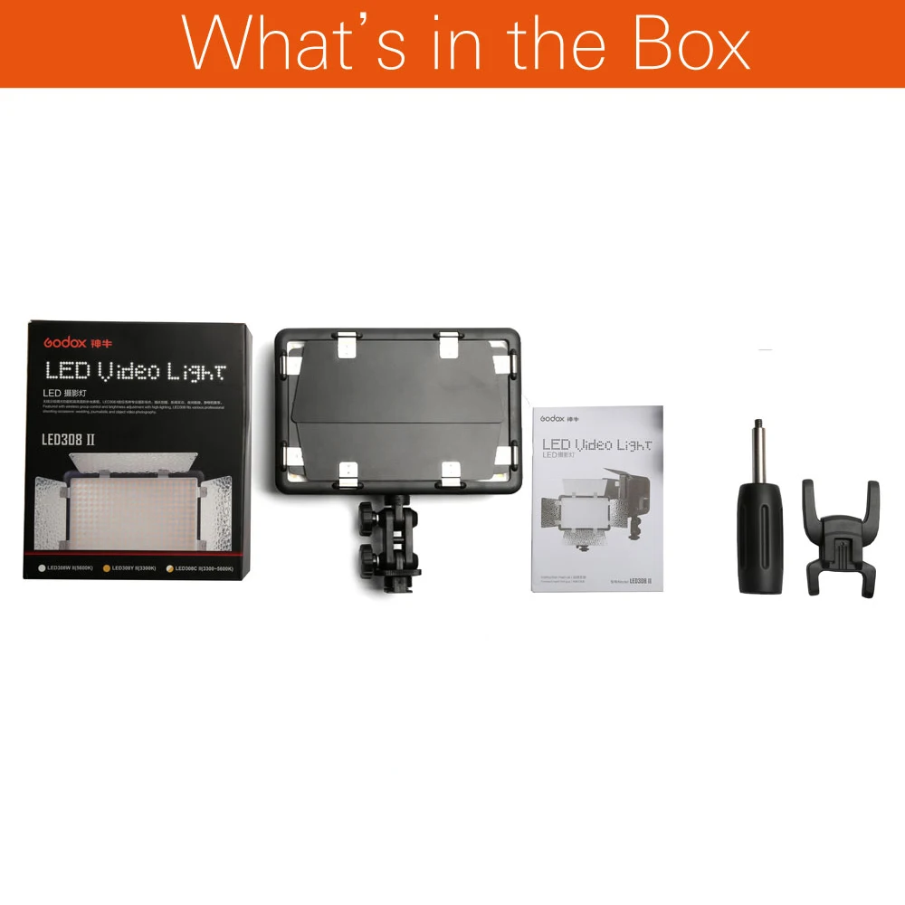 Godox LED308C II LED308 3300K-5600K LED Video Light Lamp + Remote for DV Camcorder Camera+NP770 4400Ahm Battery & Charger - купить по