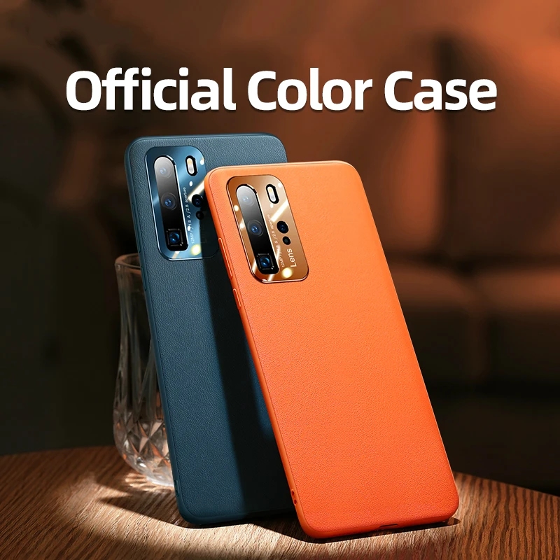 

Luxury Shockproof Phone Case For Huawei P40 Pro Case For Huawei Mate 30 P30 pro Protective Orange Hard Business Leather PC Cover