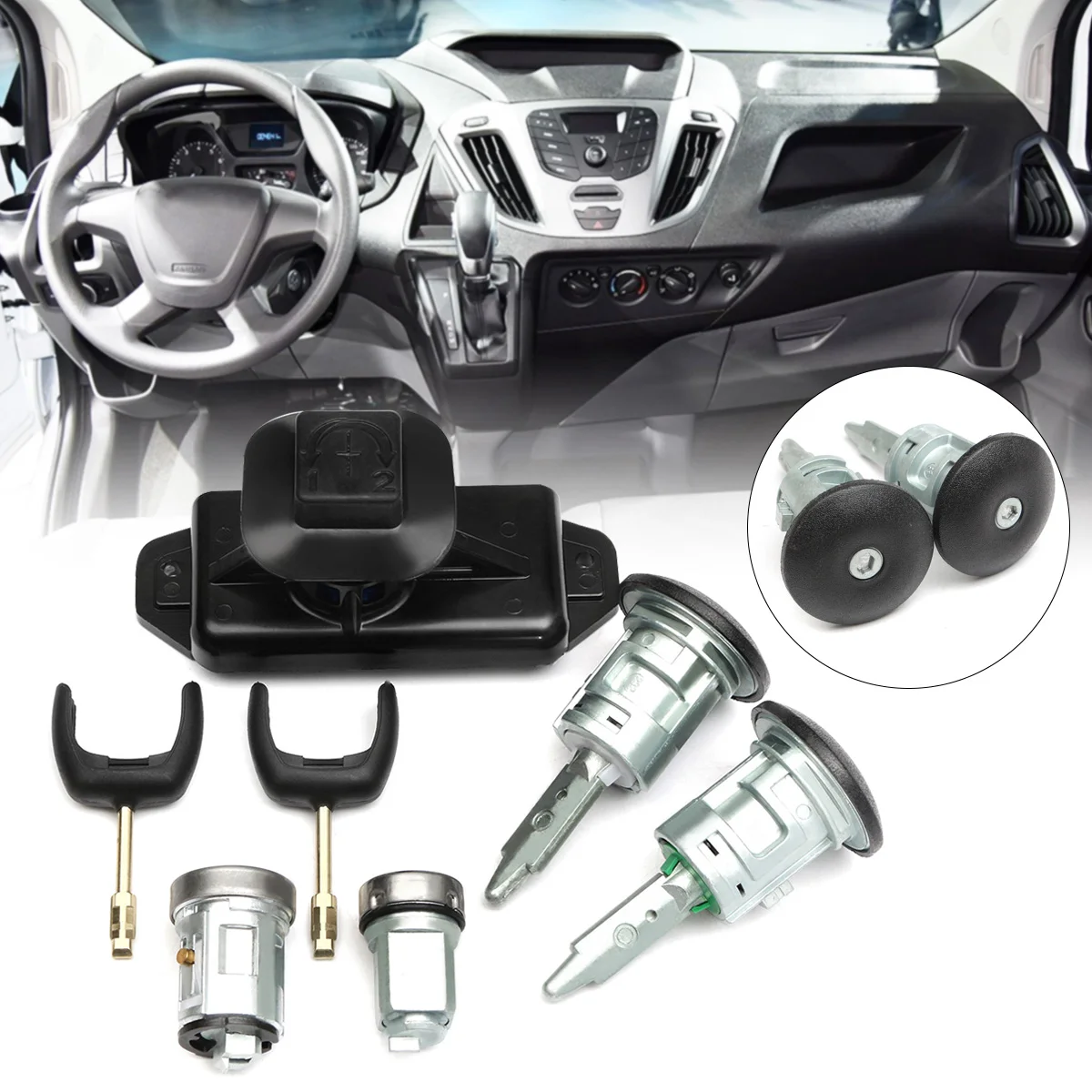

Front Complete Lock Set Bonnet with 2 Horseshoe Door Keys 4874508 6C1AV22050XB For Ford Transit MK7 2006-2011 2007 2008 2009