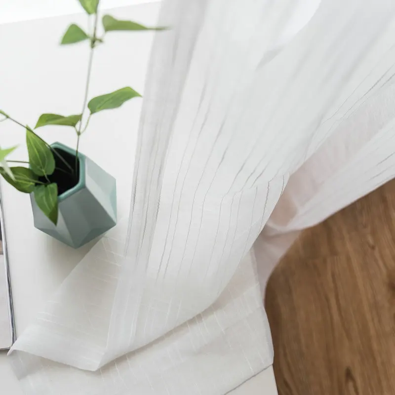 Современный белый тюль полосатые шторы для Гостиная украшения в Корейском стиле