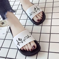 fashion summer women slippers sandals 2021 new slippers electrocardiogram printed comfort indoor outdoor female flat shoes