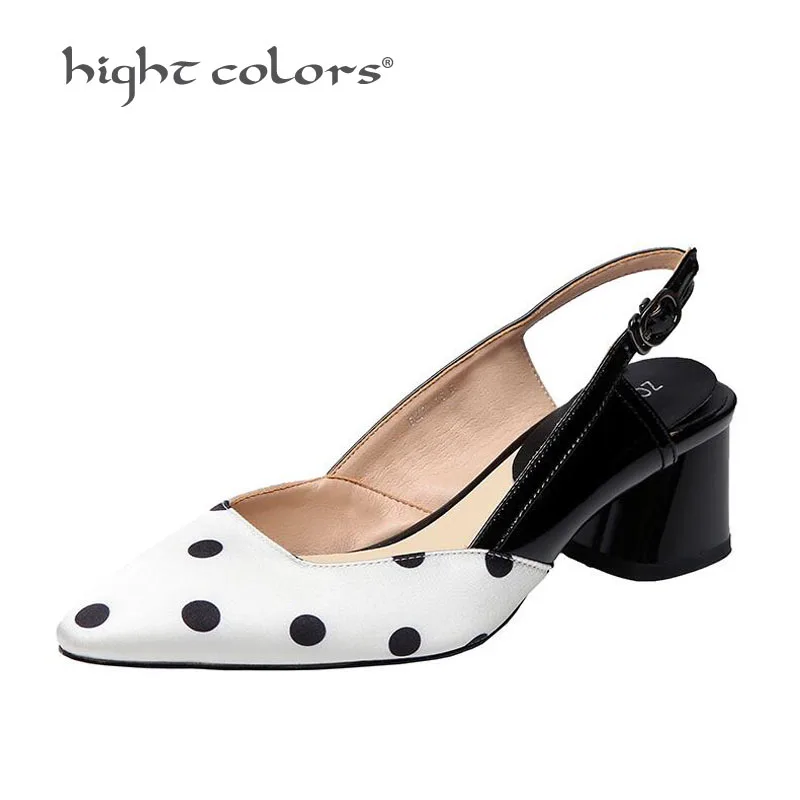 

High Heels Pumps Women 2020 New Pumps Women Cotton Polka Dot Shoes Female Party Shallow Pointed Toe Cotton Farbic Shoes T1-04