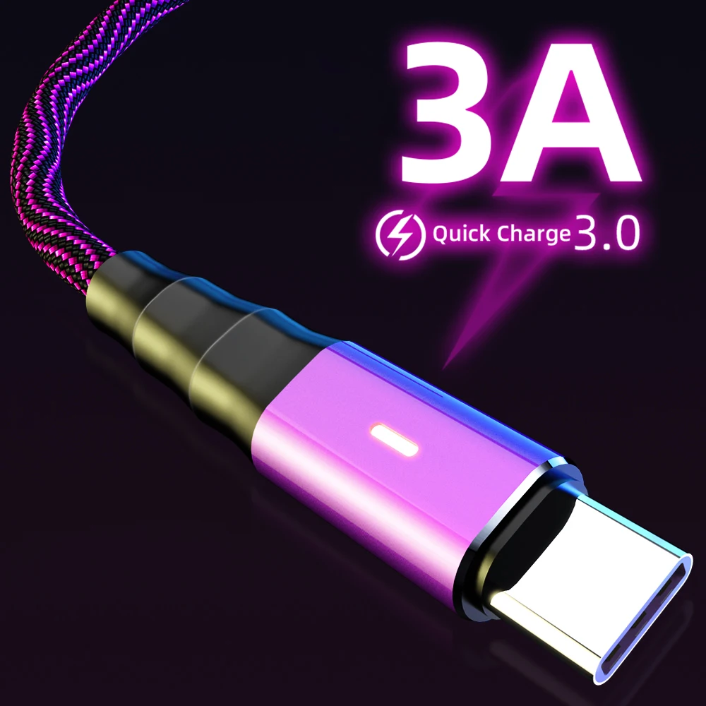 3A USB кабель Тип C для Samsung A70 S10 Huawei P30 lite QC3.0 Micro Мобильный телефон зарядное